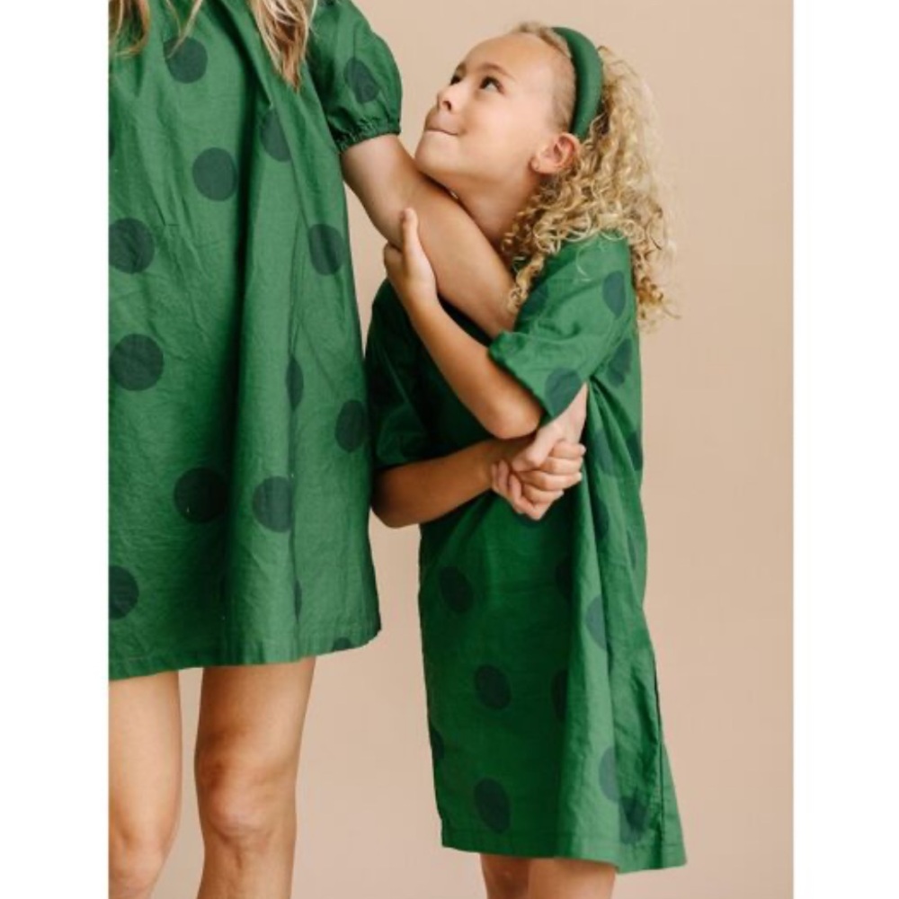 La Paloma Green Polka Dot Parker House‎ Dress
